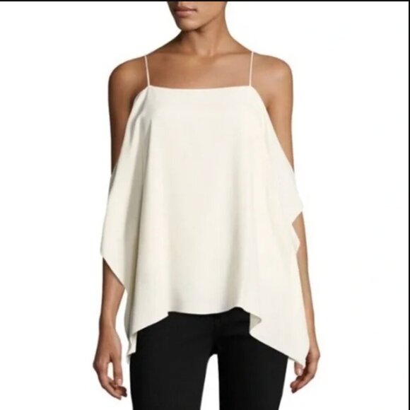 Theory Tops - Theory Petteri-Rosina Crepe Draped Ivory Top Womens Size Medium Cream White